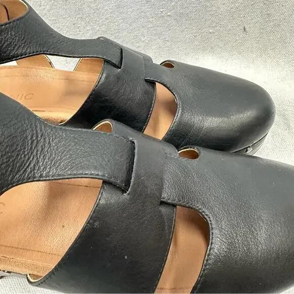 Vionic Faye black leather t strap closed toe clog US Size 9 Euro 41 - Picture 8 of 15